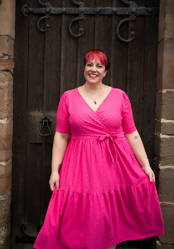 Savings Event Tate Cerise Tiered Hem Midi Dress