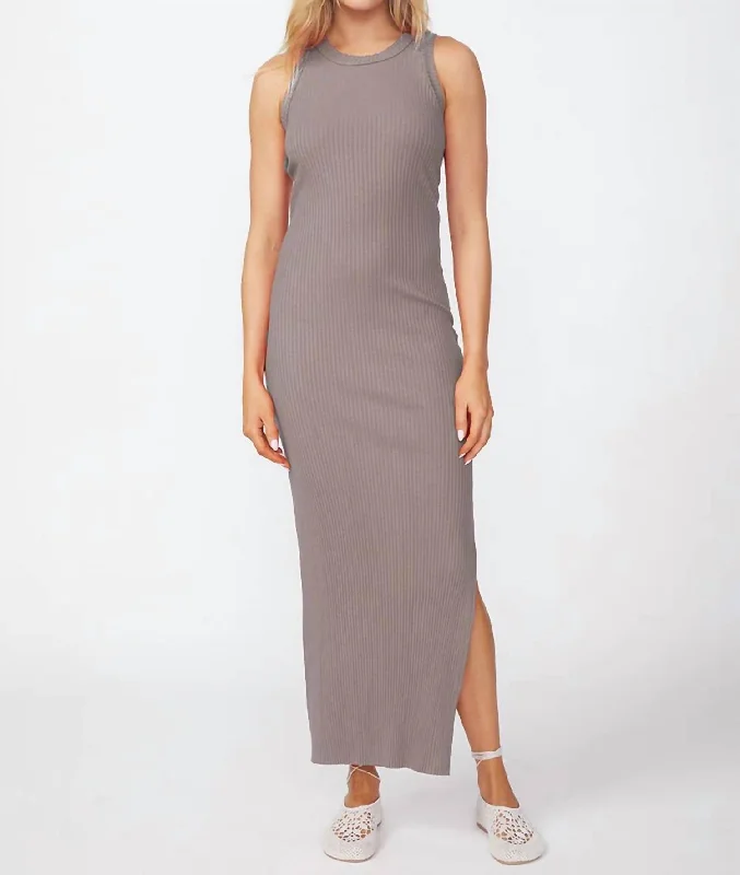 Price Drop Luxe Maxi Rib Tank Dress In Twig
