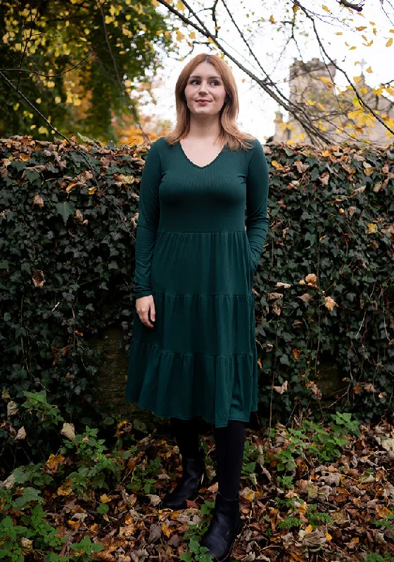 Epic Deals Mila Bottle Green Tiered Hem Dress