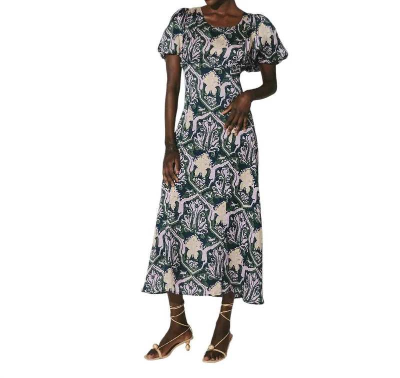 Major Savings Abilene Satin Midi Dress In Casablanca