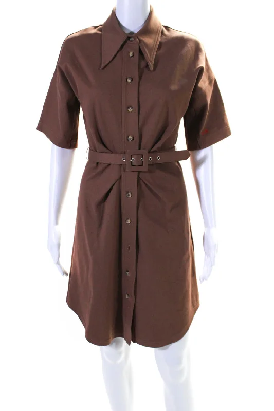 Price Blitz Victoria Beckham Womens Button Front Collared Belted Dress Brown