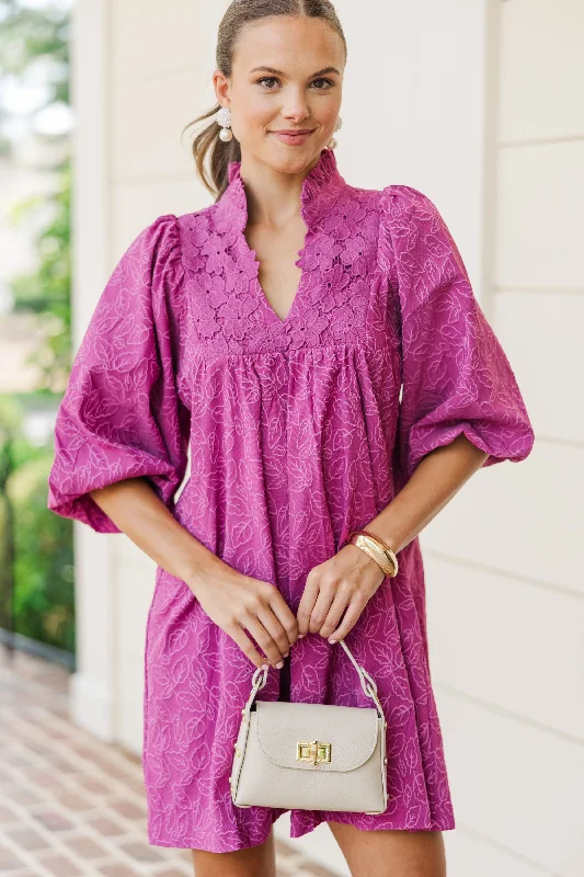 Overstock Get Back To You Magenta Purple Lace Dress
