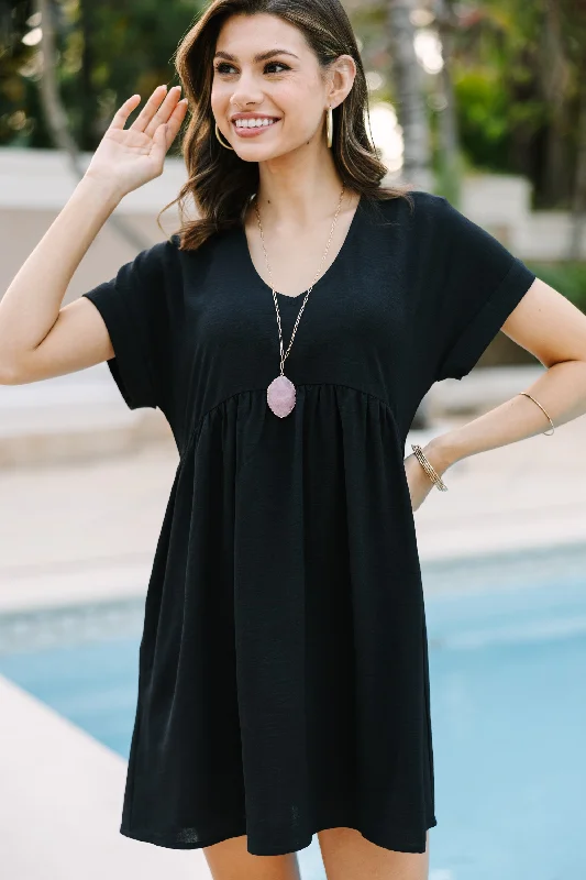 Epic Deals Full Of Joy Black Babydoll Dress