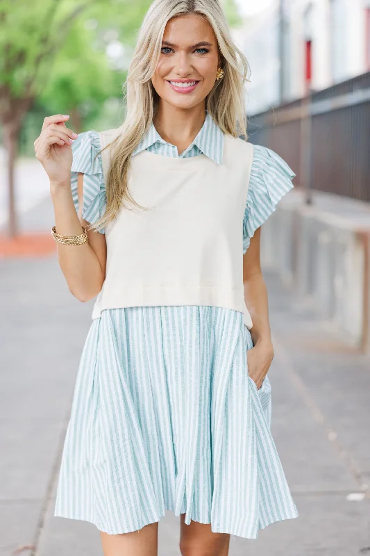 Lowest Prices Made To Be More Green Striped Dress