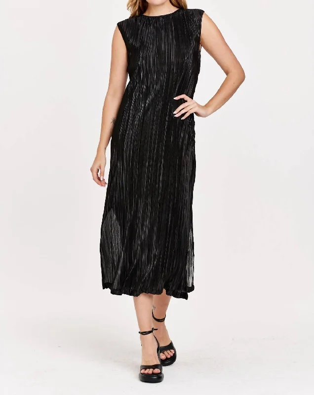 Price Drop Audrina Side Slit Dress In Black Foil