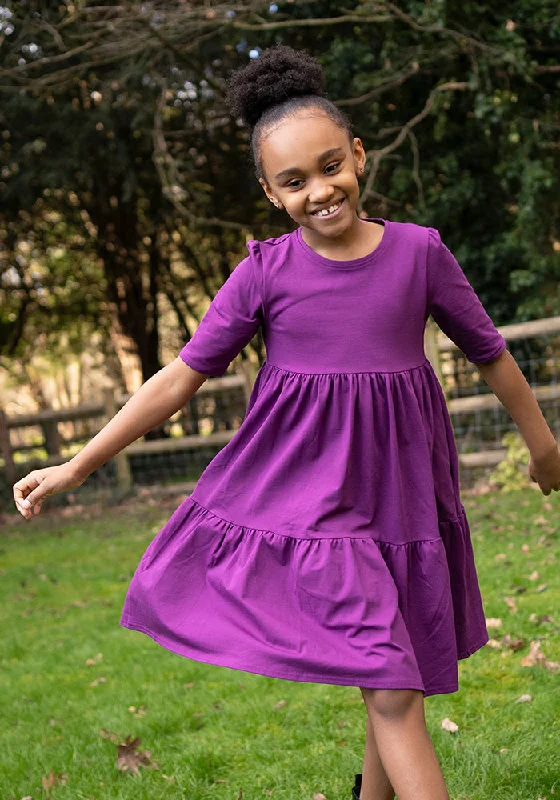 Unbeatable Prices Children's Plain Grape Cotton Dress (Dara)