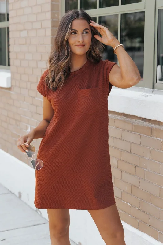Sneak Peek Sale Rust Cap Sleeve Textured Mini Dress - FINAL SALE
