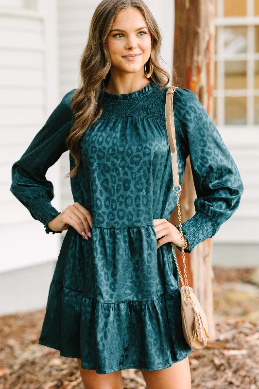 While Supplies Last Life's A Party Emerald Green Satin Leopard Dress