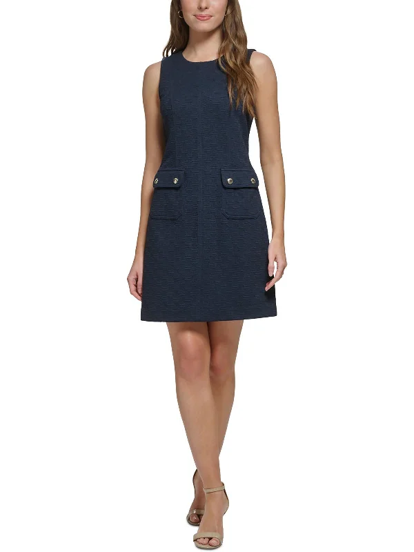 Quick Sale Petites Womens Textured Woven Sheath Dress