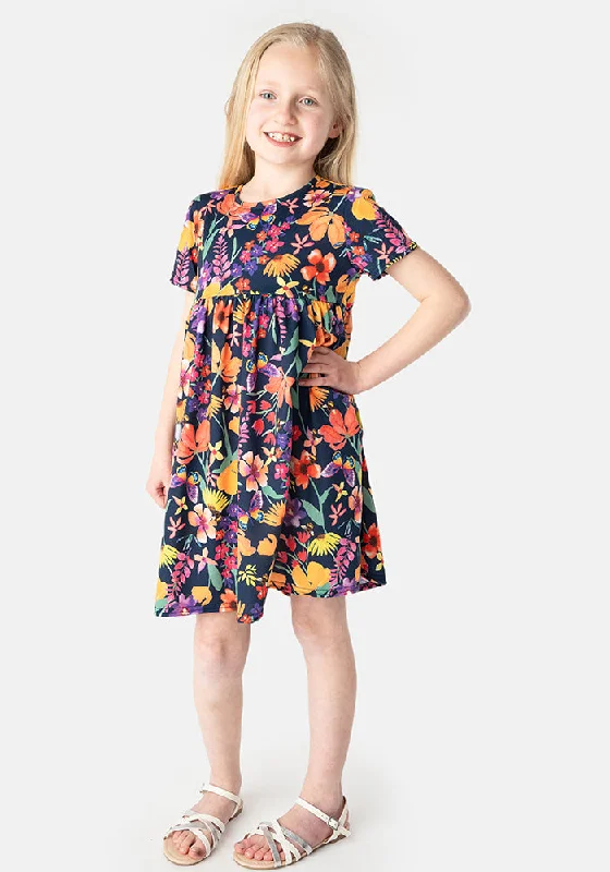 Deal Explosion Children's Butterfly Meadow Print Dress (Kaelyn)