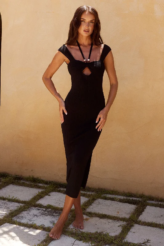Price Break SASKIA MIDI DRESS - BLACK