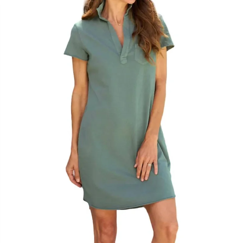 TIME-Limited Offer Sporty Polo Dress In Rosemary
