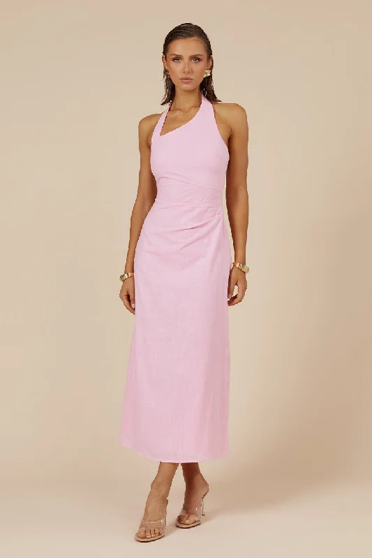 Hurry In SAPHIRA LONG MIDI DRESS - BUBBLEGUM