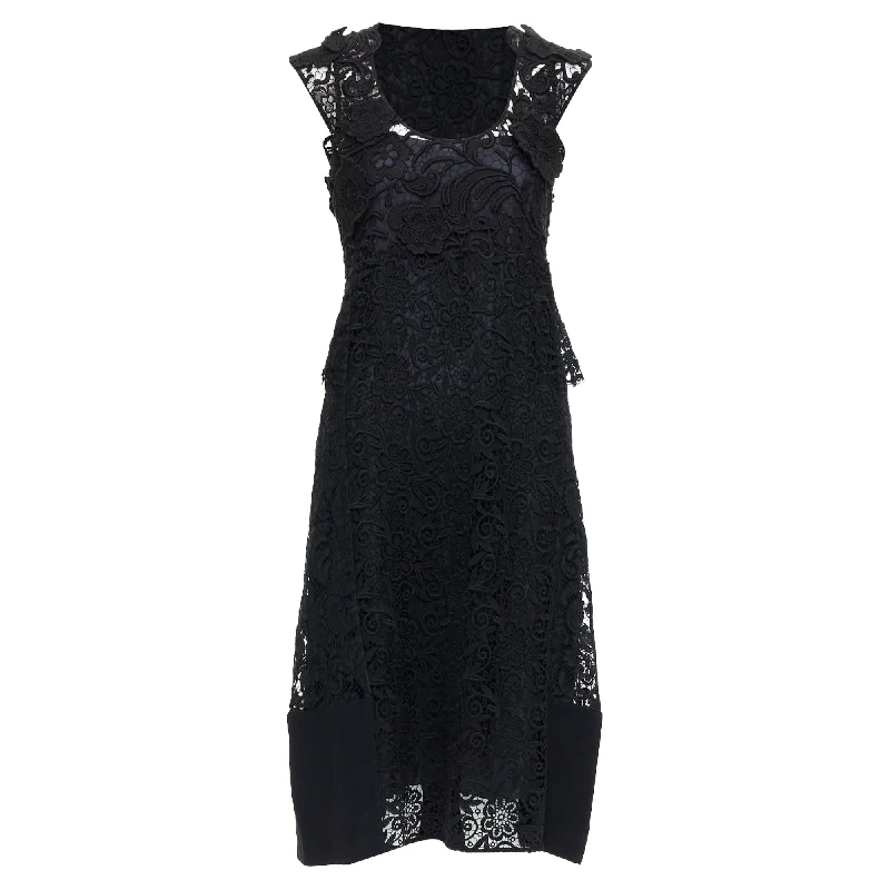 Price Drop Prada Cotton Blend Heavy Lace Applique Panelled Dress