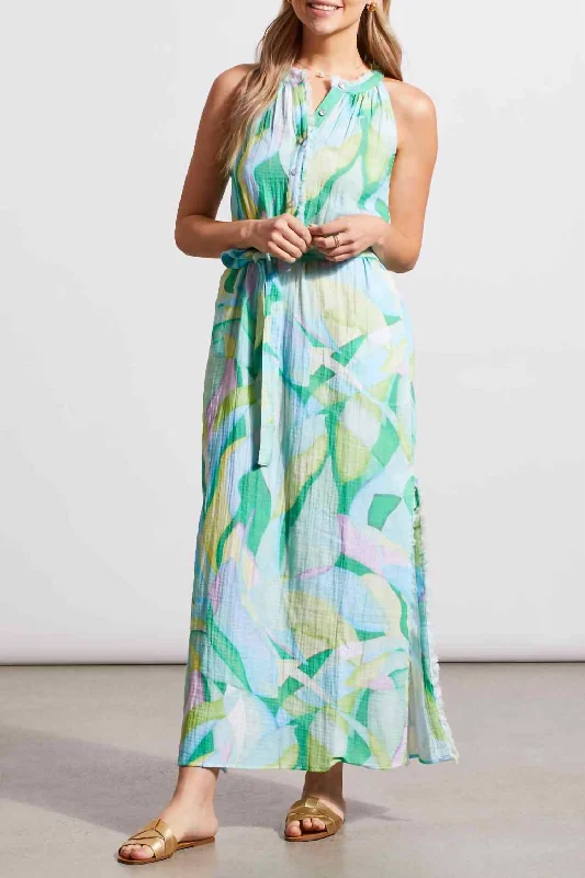 New Markdowns Halter Neck Maxi Dress In Blue Sea
