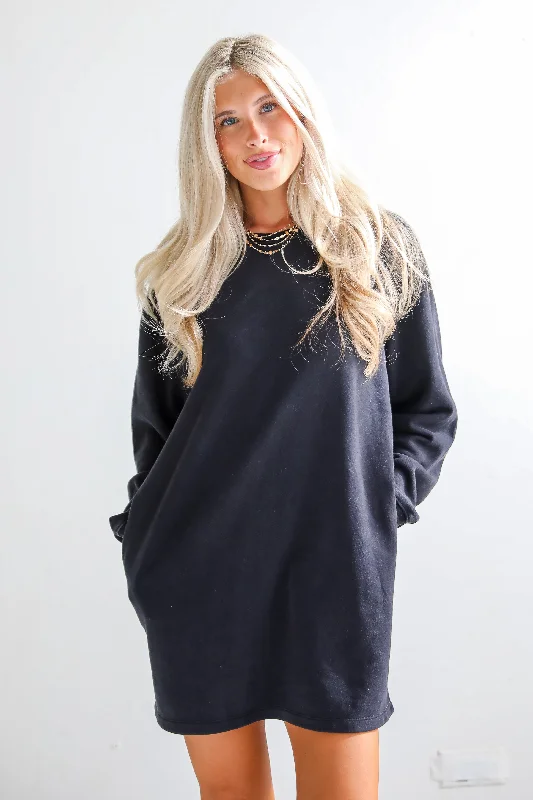 Lowest Price Comfy Instinct Black Sweatshirt Dress