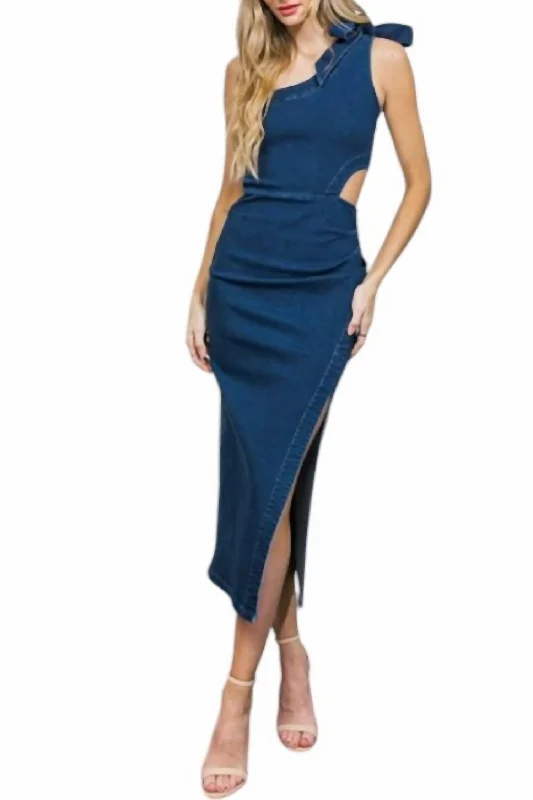 Reduced Prices Marlowe Denim Midi Dress In Medium Indigo