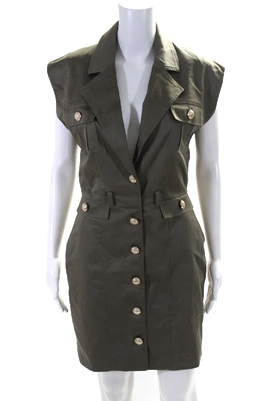 Big Discounts Generation Love Women Button Down Biel Gabardine Dress Olive Gray