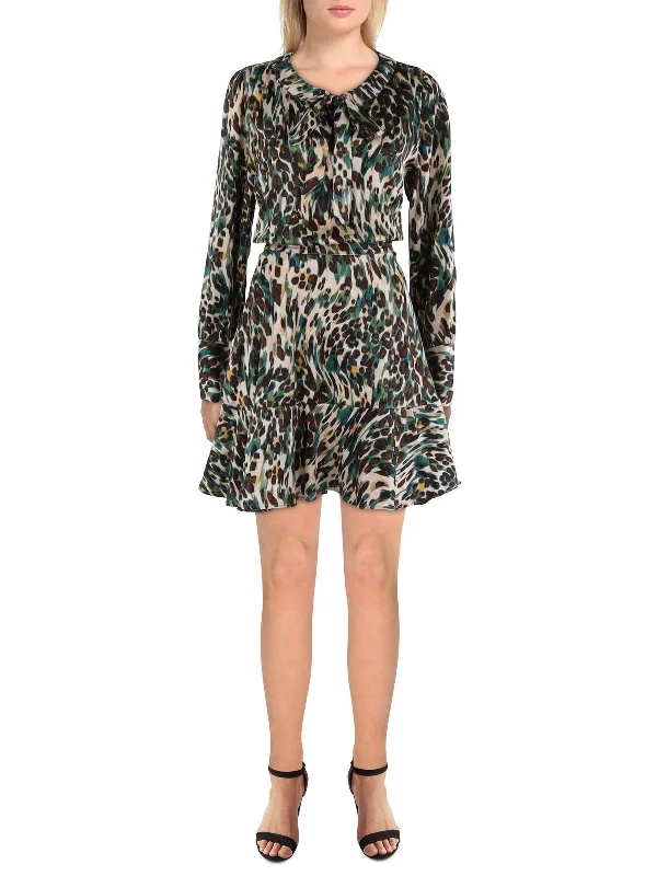 Blowout Sale Womens Satin Printed Fit & Flare Dress