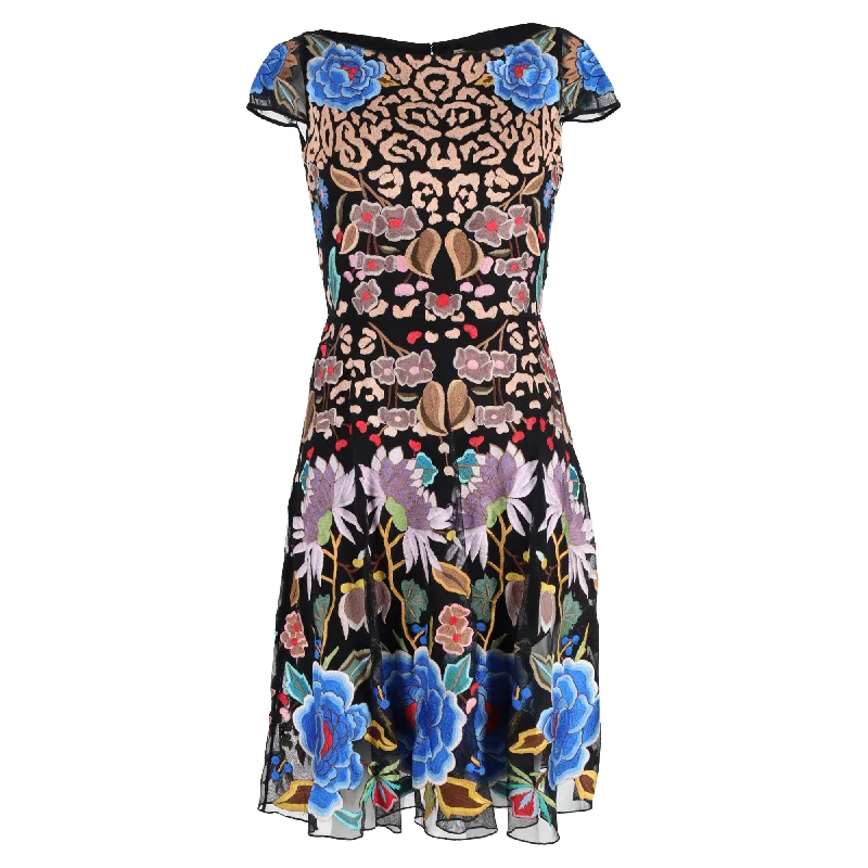 Great Bargains Temperley London Floral Embroidered Midi Dress in Multicolored Nylon