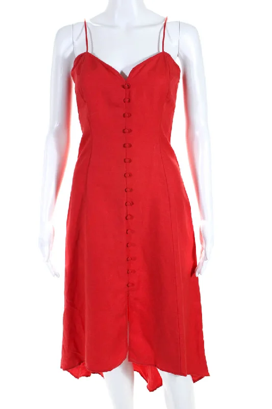 Year-End Clearance Intermix Womens Sweetheart Neck Spaghetti Strap High-Low Maxi Dress Red