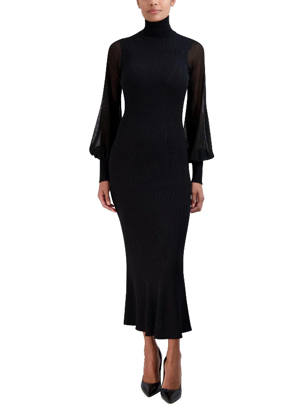 Year-End Sale Womens Sheer Ribbed Sweaterdress