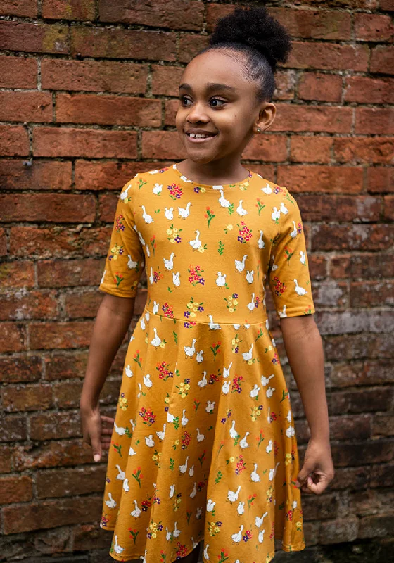 Online Only Children's Gaggle Of Geese Print Cotton Dress (Talia)