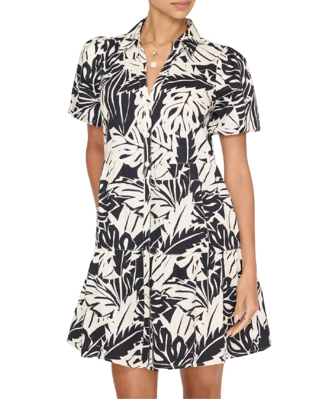 Markdowns Palm Leaf Mini Dress In Naples Spumante