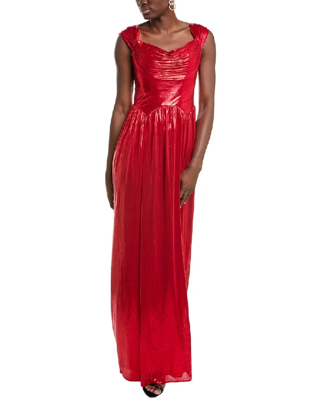 Doorbuster Deal Rene Ruiz Off-The-Shoulder Metallic Plisse Gown