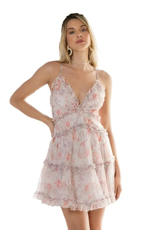 Midnight Madness Floral Ruffle Cami Mini Dress