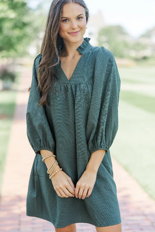 Clearance Items Above And Beyond Olive Green Textured Shift Dress