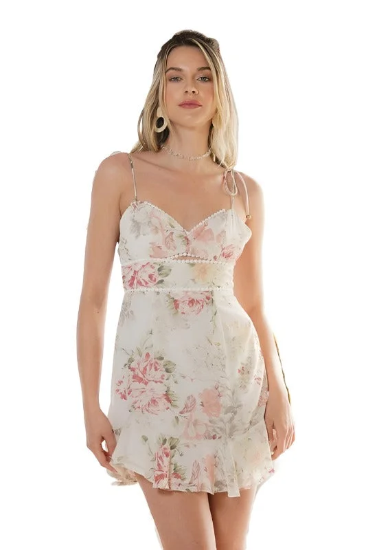 Super Deal Pom Pom Trim Mini Cami Dress