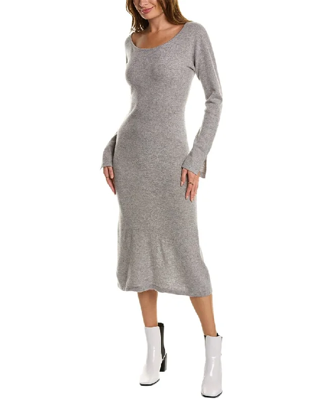 Shop and Save Qi Cashmere Boat Neck Cashmere Midi Dress