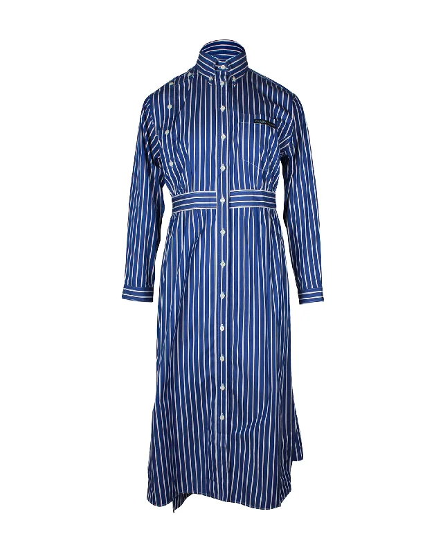 New Markdowns Prada Striped Shirt Dress in Blue Cotton