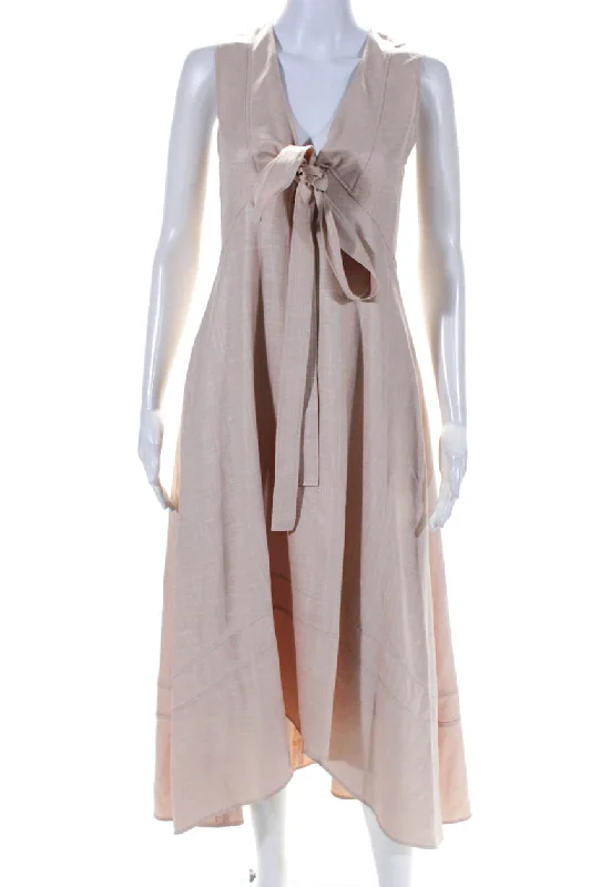 Best Deals Adeam Womens Sleeveless Neck Tie Dress Dusty Rose