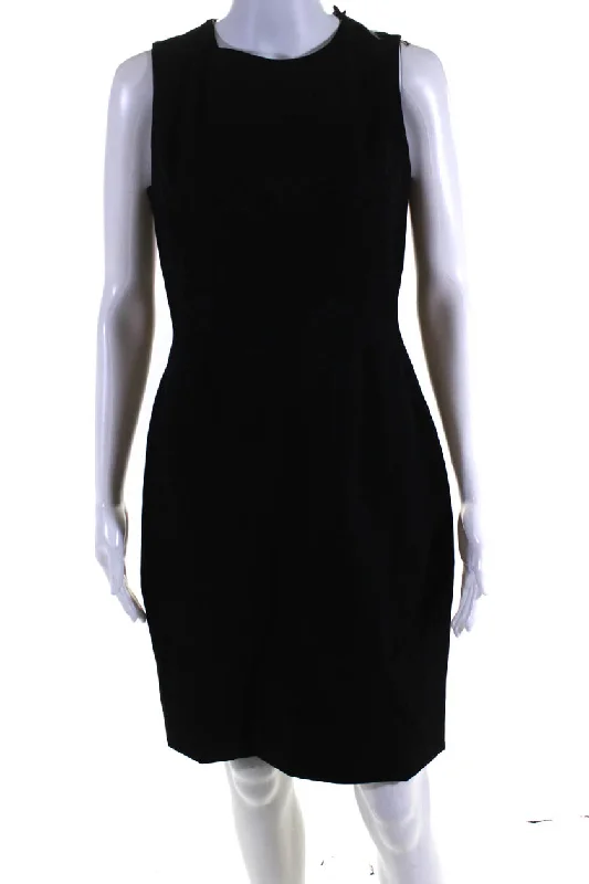 Hurry In Versace Womens Woven Front Sleeveless Sheath Dress Black Wool