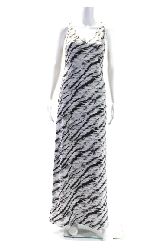Deal Mania Ala von Auersperg Women's V-Neck Sleeveless A-Line Maxi Dress Black Gray