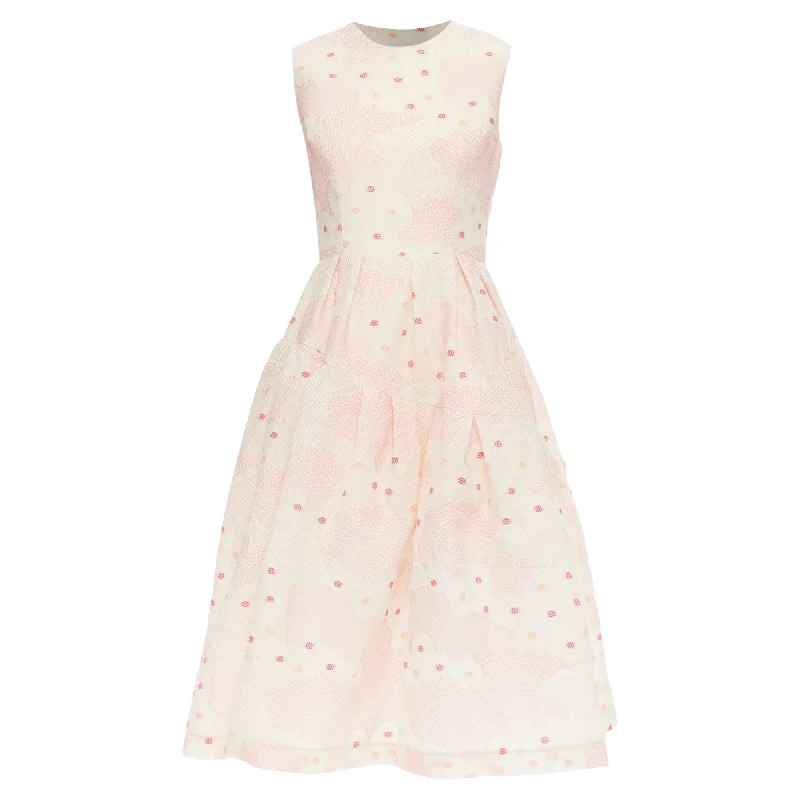 Today's Special Simone Rocha Kimono Silk Cotton Blend Floral Cloque Midi Dress
