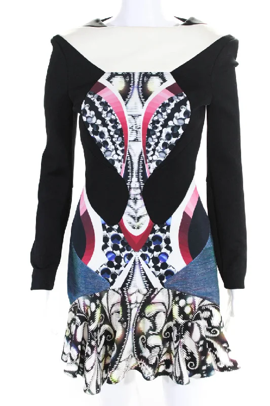 Season Finale Sale PETER PILOTTO Womens Abstract Long Sleeve Fit & Flare Dress Multicolor Season Finale Sale PETER PILOTTO Womens Abstract Long Sleeve Fit & Flare Dress Multicolor
