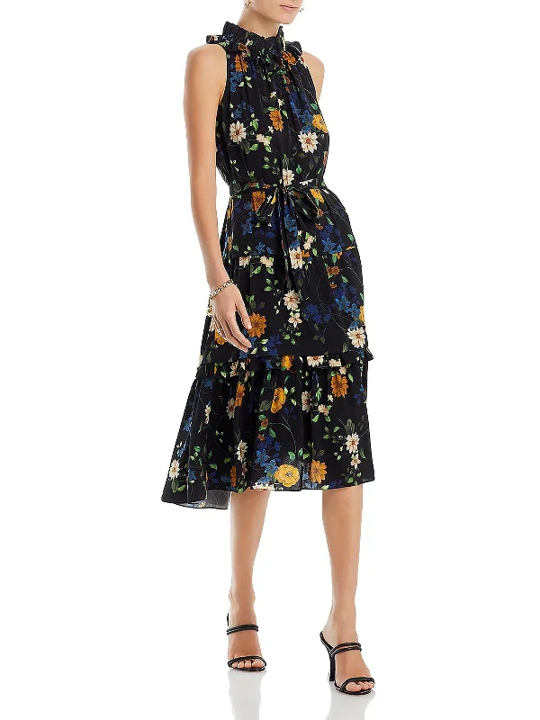 Today’s Deal Ryan Womens Floral Print Ruffled Midi Dress