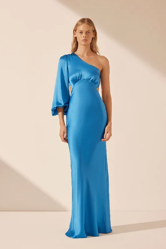 Unmissable Offer CIEL SILK ONE SHOULDER OPEN BACK MAXI DRESS
