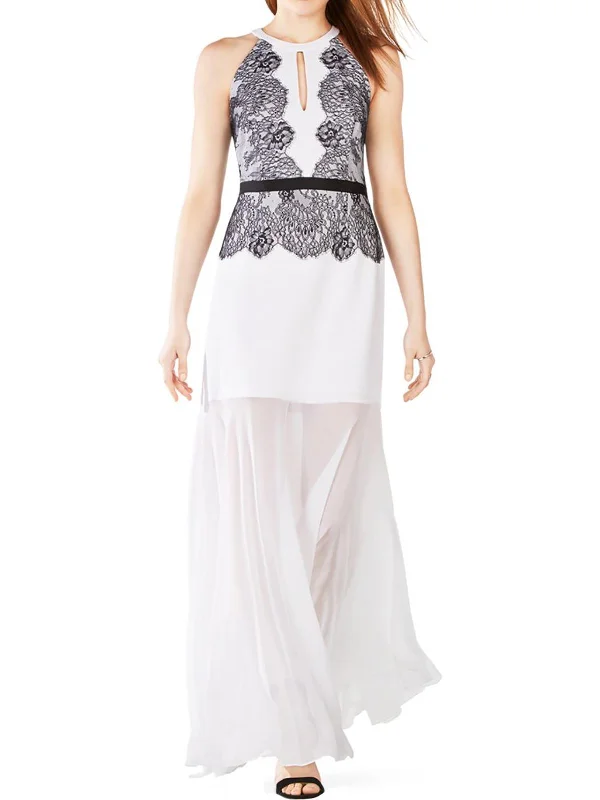 Deal Explosion Georgianna Womens Lace Overlay Chiffon Skirt Semi-Formal Dress