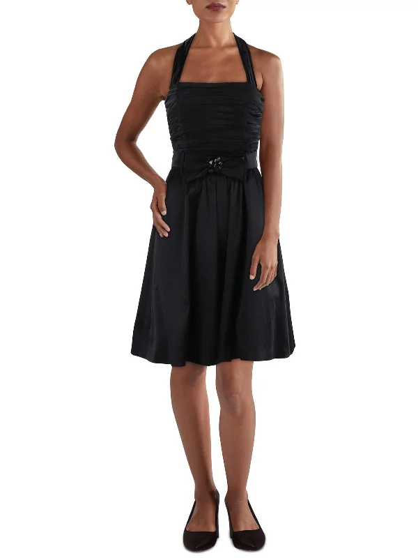 Extra Discounts Womens Satin Halter Cocktail And Party Dress