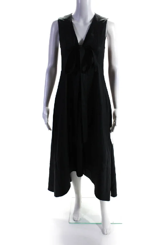 Buy Now Adeam Womens Sleeveless Neck Tie Dress Black