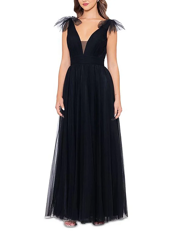 Deal Frenzy Womens V-Neck Sleeveless Evening Dress