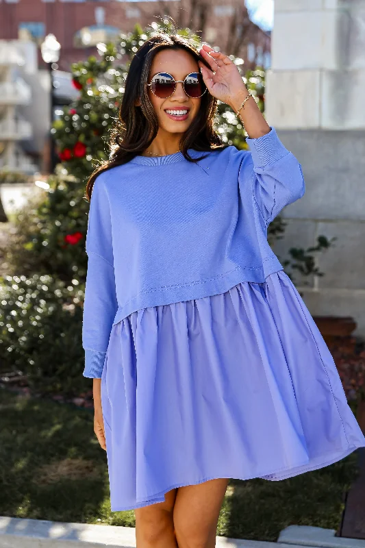 Early Access FINAL SALE - Pleasant Darling Periwinkle Sweatshirt Dress
