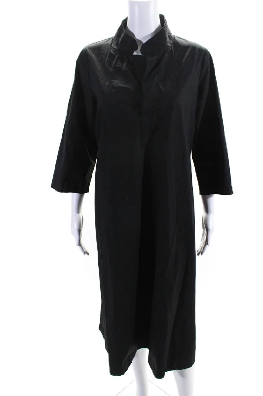 Deep Discounts Labo.Art Womens Short Sleeve Collared Pullover Dress Black