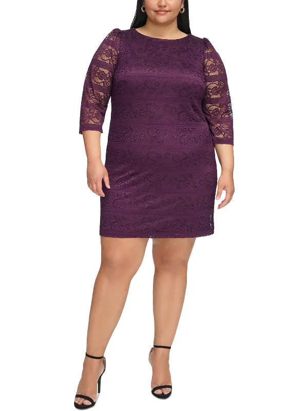 Instant Savings Plus Womens Lace Above Knee Evening Dress