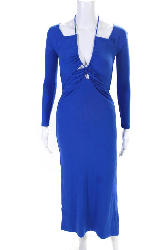 Deal of the Week Lama Jouni Redefining Essentials Womens Off-the-Shoulder Maxi Dress Blue