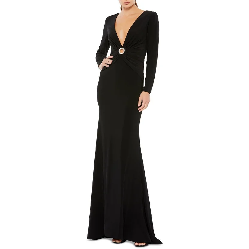 Value Deals Womens Plunging Maxi Evening Dress